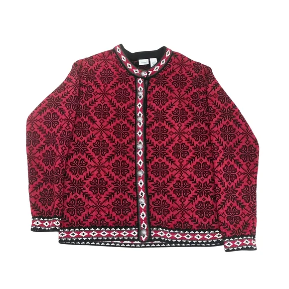 L.L. Bean Black and Red Knit Sweater - Picture 5 of 15